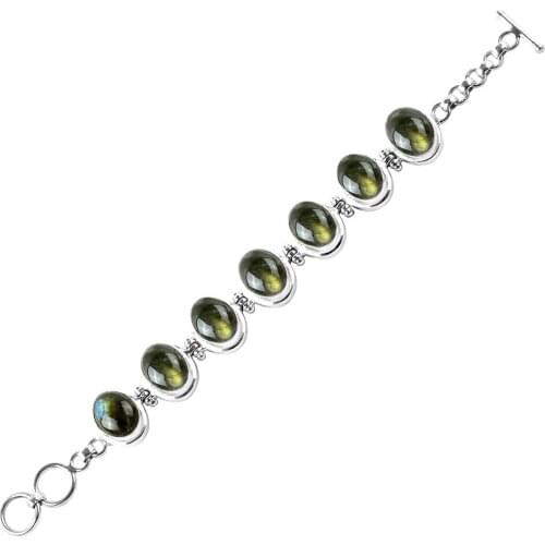925 Sterling Silver Labradorite Stone Bracelet