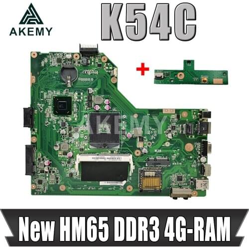 Akemy K54C REV 2.1 Laptop Motherboard for Asus K54C X54C K54L Mainboard PGA989 With HM65 DDR3 4G-RAM