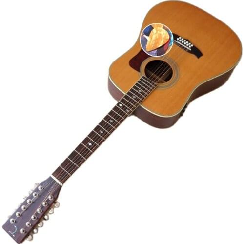 48MM upper nut 41 inch 12 string full solid wood acoustic guitar natural matte full size folk guitar with EQ tuner function