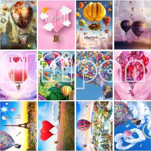 DIY 5D Diamond Painting Scenic Hot Air Balloon Round Diamond Embroidery Picture Home Decoration Cross-stitch Festival Present