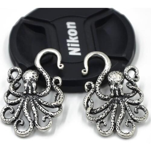 Antique Brass Textured octopus Ear Weights Hangers Gauges Spiral Ear Taper Stretcher Tunnel Plugs Expanders Earlet 2g/6mm