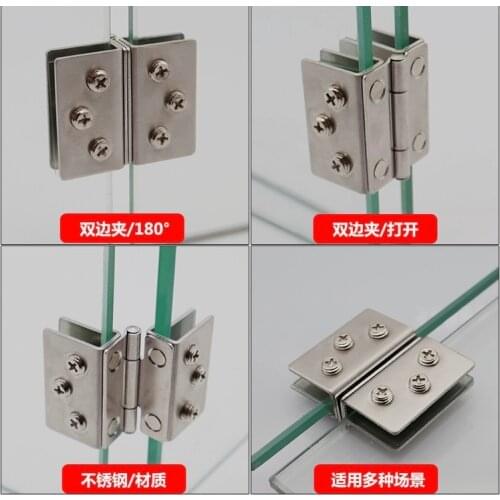 Freeshipping Stainless Steel Glass Glass Door Canbinet Cupboard Parts Accessories Clip Hinge