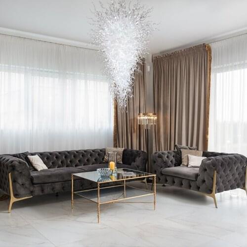 Hotel Lobby Clear DIY Style Big Blown Glass Pendant Lights with LED Bulbs