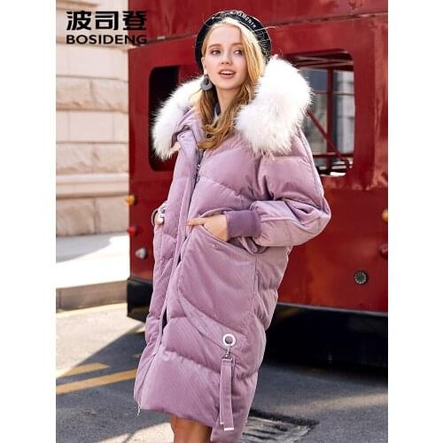 BOSIDENG Winter womens loose thick down coat fashion medium long coat B80141536DS