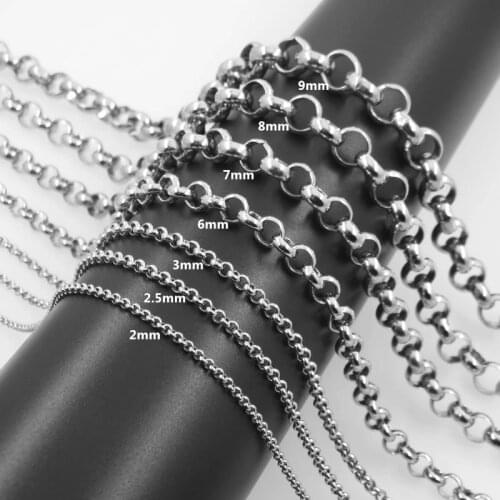 2/2.5/3/4/5/6/7/8/9mm Rolo Chain Stainless Steel Round O Chain Necklace Women Chain Pendant Necklace Fashion Jewelry