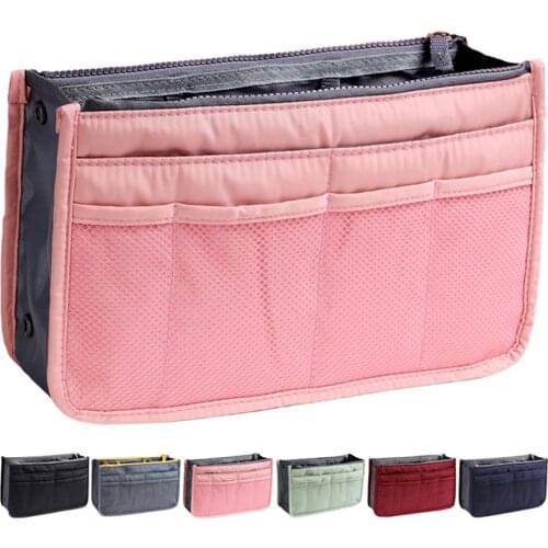Coofit 1pc Solid Color Zipper Cosmetic Bag Multi-Layer Large Portable Travel Makeup Bag Toiletry Pouch Unisex