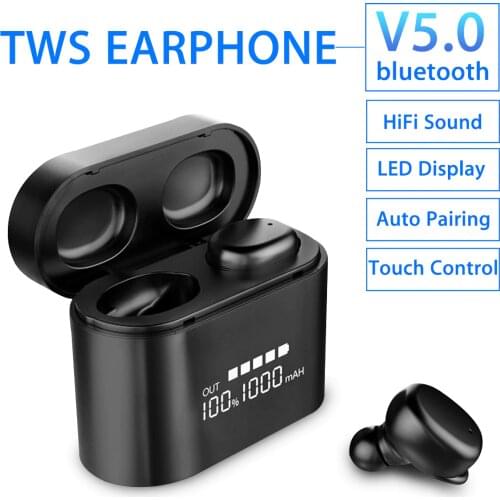 Power Display V5.0 bluetooth TWS Earbuds Wireless bluetooth Earphones Stereo Headset Bluetooth Earphone Charging Box Power Bank