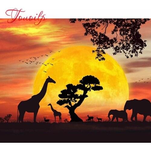 DIY 5D Full Diamond Painting Cross Stitch sunset animals Diamond Embroidery Needlework Patterns Rhinestone kits