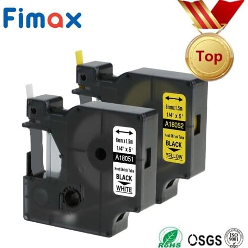 Fimax 2 Pcs Compatible Dymo Industrial Heat Shrink Tube 18051 18052 18053 18054 18055 18056 Label Maker DYMO Rhino Label Printer