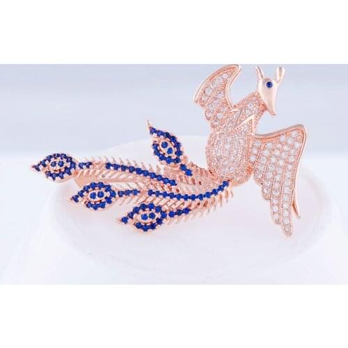Exquisite Micro-inlaid Zircon Clothing Accessories Phoenix CZ Brooch Fashion Jewelry Multi-color Coat Buckle Best Gift Hijab Pin
