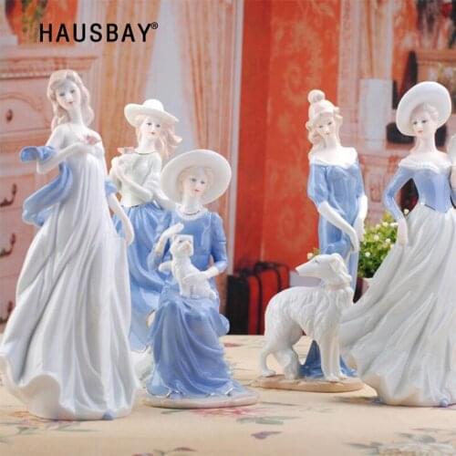 HAUSBAY High Grade Statue Ceramic Goddess Figurines Home Decor Crafts Room Wedding Handicraft Ornament Porcelain Z0510
