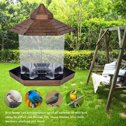 Twinkle Star Wild Bird Feeder Hanging for Garden Yard Outside Decoration Bird Water Feeders Hexagon Shaped Roof Household Tools