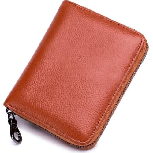 Women Organ Wallet Female Rfid Protect 24 Card Holder Men Cowhide Genuine Leather Coin Bag Lady Candy Short Purse 2021 New