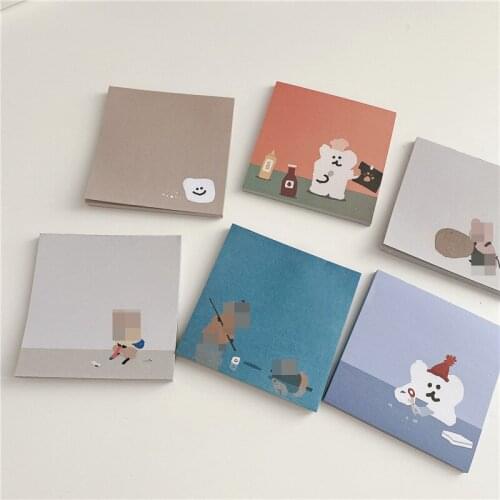 Cartoon Cute Koala Bear Smiling Face Memo Pad Korean Ins Mini Kawaii Notepad Message Paper School Supplies Stationery 50 Sheets