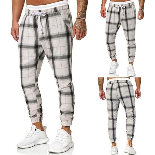 Men Plaid Stripe Printed Casual Pants Fashion Soft High Quality Sweatpants Sportwear Mens Tether Trousers