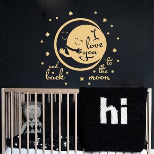 Wall Decal I Love You To The Moon And Back Embrace Sweet Dreams Good Night Murals Home Decor Baby Girl Nursery Sticker HY1417