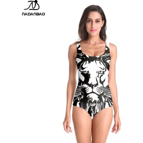 NADANBAO 2021 Latest Summer Ladies Beach Wear Fashion Casual One Piece O Neck Swimsuit 3d Printed Animal Patternn Bathing Suits