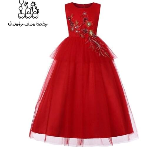 Flower Girls Dresses For Wedding Tulle Girls Long Dress Party Christmas Dress Children Princess Costume For Kids Prom Designs