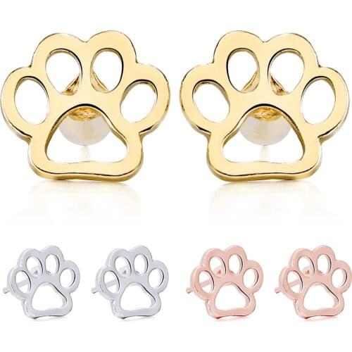 Simplicity Paw Print Stud Earring For Girl Women Korean Tiny Pets Cat Dog Footprint Metal Earring Jewelry Birthday Gift