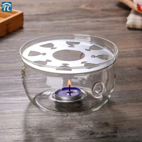 Clear Teapot Holder Base Water Tea Warmer Candle Holder Teapot Warmer Insulation Base Heat-resisting Portable Glass Office Home