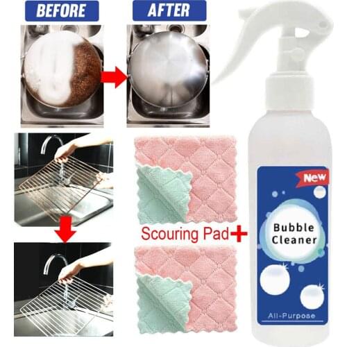 Kitchen Rust Remover Grease Bubble Cleaner 200ml Grease Stain Grill Spray Bottle Rusted Pot Bottom Stove Range Hood Foam Cleaner