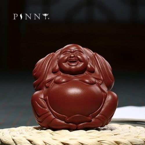 PINNY Purple Clay Maitreya Estatuas Ceramics Laughing Buddha Tea Pet Home Decor Statues Ceramic Tea Ceremony Ornaments