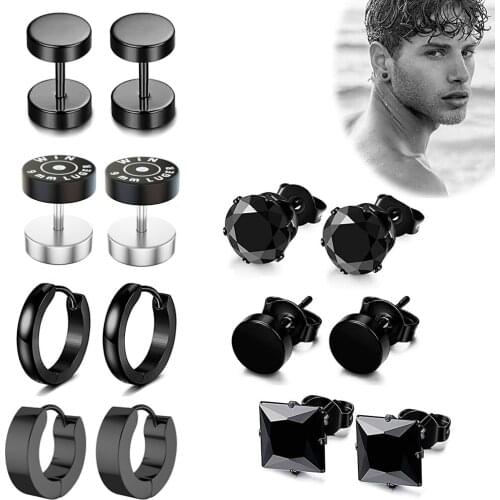 2pcs 16G Punk Ear Plug Tragus Brincos Cartilage Ear Stud Piercings Sliver Barbells Fake Ear Rings Body Piercing Jewelry Oreja