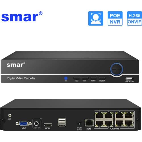Smar CCTV 8CH POE NVR Onvif H.264 Video Recorder Network NVR Security System for 720P/960P/1080P IP Camera Xmeye P2P Cloud NVR