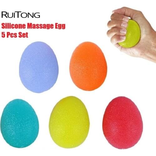 RUITONG 5Pcs Set Silicone Massage Egg RSI Grip Power Rehabilitation Training Tool Finger Flexible Massager Wholesale