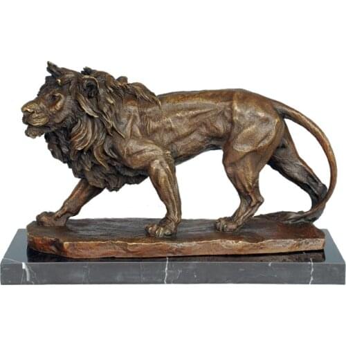 Fierce Lion Statue Sculpture Bronze Wildlife Animal Art Hot Casting Classy Office Home Decoration Gifts Large