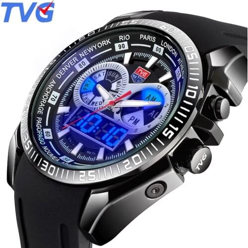 TVG Luxury Brand Military Watch Men Quartz Analog Silicone Strap Watch Clock Man Sports Watches Army Watch Relogio Masculino