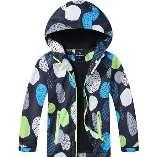 Spring Rainproof Baby Girl Boy Jackets Print Warm Child Coat Polar Fleece Breathable Children Outerwear Clothing 3-12 Years Old