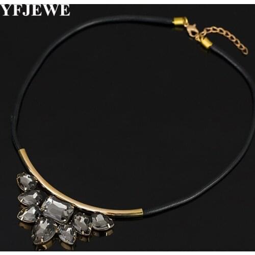 YFJEWE Fashion crystal pendant Exquisite Rhinestone Necklace Wholesale Newest Fashion Cortex Chain Collar Necklace Jewelry N001