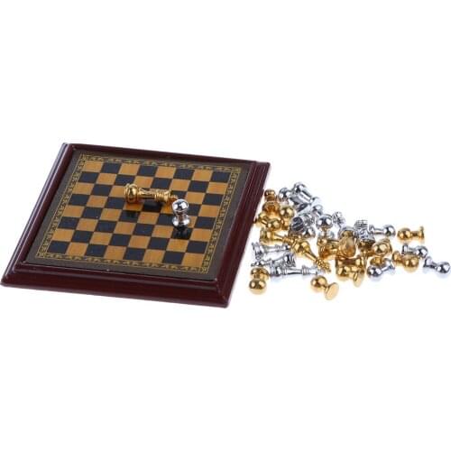 1/12 Dollhouse Miniature Chess Game Chess Set for Dollhouse Decoration