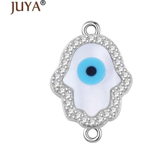 1pc 18*12mm Shell Evil Eye Hamsa Hand Connector Charms Pendant Accessories For DIY Fashion Bracelet Necklace Jewelry Findings