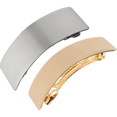 2 Pack Non-Slip Strong Holding Barrettes, Metal Hair Clips, Shiny Hair Pin Cuff for Thick and Thin Hair