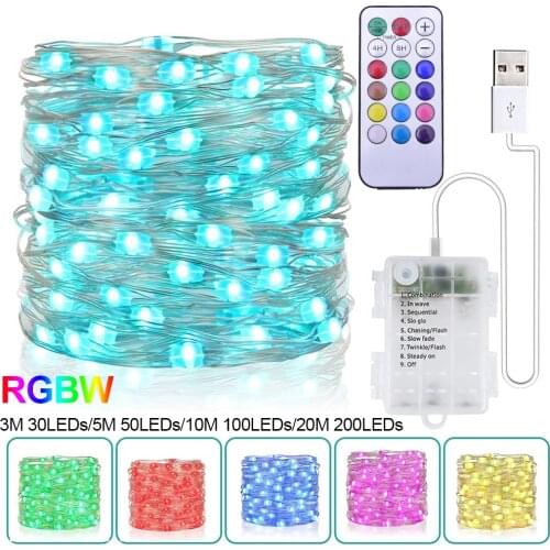 3M 5M 10M 20M RGBW String Lights Remote Color Changing Twinkle Lights Timer Christmas Smart Lighting Fairy Lights Holiday Decor