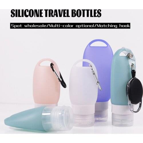 3Pcs 40/60/90ml Silicone Travel Bottle Portable Mini Cosmetic Cream Lotion Shampoo Hand Sanitizer Containers with Hook Keychain