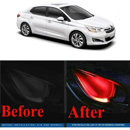 4pc CF style stickers on cars interior inside door handle atmosphere lamp for citroen c4 c5 c3 C1 C2 C6 C8 BERLINGO C-CROSSER