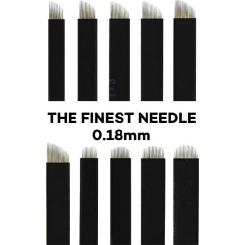 50pcs 0.18mm Black Tebori Blade Needle U-shaped and Bevel Eyebrow Tattoo Needles Suitable for Dermografo Micropigmentacion