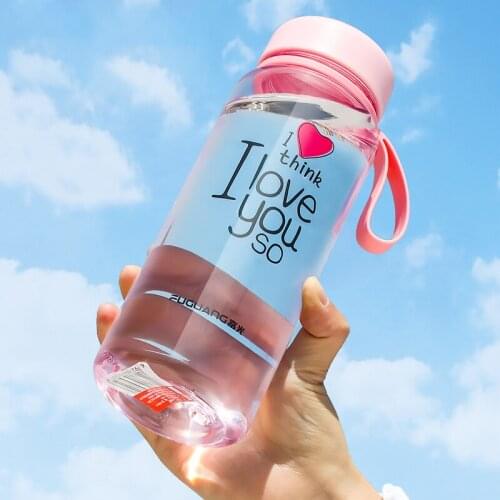 600ml Summer Plastic Water Bottles BPA Free Creative Transparent Water Bottle with Portable Rope Travel Water Cup Tea Cup