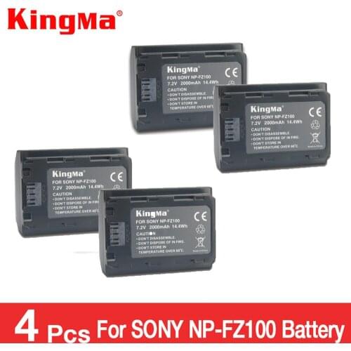 KingMa 4pcs NP-FZ100 NPFZ100 NP FZ100 battery for Sony A7R III A7 III BC-QZ1 A9 A9R Alpha9 Alpha9R Alpha 9S A7RM3 camera