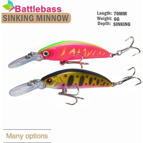 Battlebass Sinking Minnow Fishing Lure 6g Floating Hard Baits Iscas Artificial Minnow Wobbler Bass Pike Bait Fishing Tackle