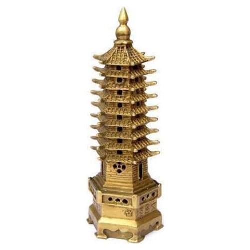 Free Shipping 0 Chinese Pagoda Religion Tower Bronze Statue Decoration 9-Tier