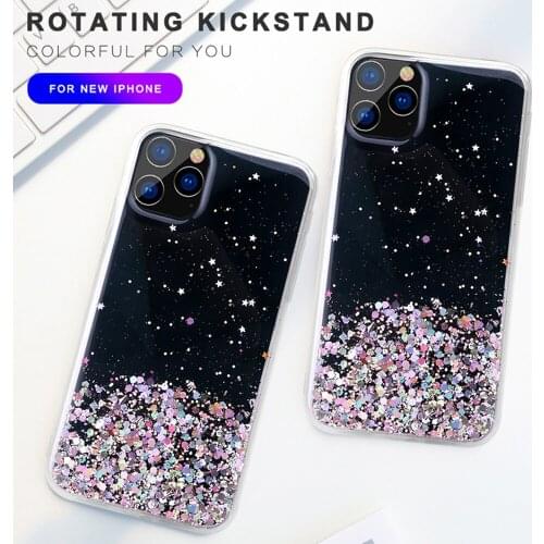 Glitter Ring Holder Silicone Phone Case for iphone 11 Pro MAX Soft IMD Phone Cover For Iphone IOS 11 Pro Max