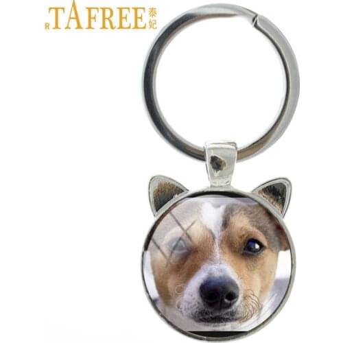 TAFREE lovely Jack Russell Dog keychain handmade cat ear key chain men women fashion great idea gift jewelry DG22