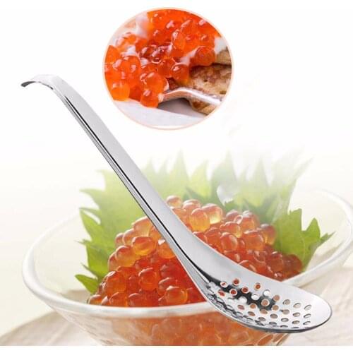 Stainless Steel Creative Spherical Spoon Caviar Egg Yolk Colander Slotted Spoon Filter Bar Cooking Gadgets Kitchen Supplies