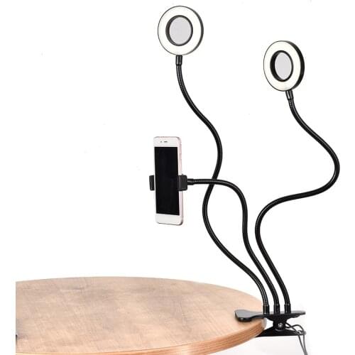 Dual Selfie LED Ring Light with Long Arm Cell Phone Mobile Holder For Tik tok Youtube Live Stream Makeup Photography Ringlight
