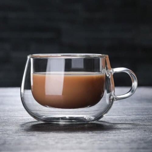 Double-layer Transparent Heat Resistant Glass Coffee Cup with Handle MUMR999