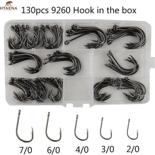 Hyaena 130pcs High Carbon Steel Barbed Hook With Box Fishing Hooks Faultless Oshaughnessy Fishing Hooks Fish Bait Holder